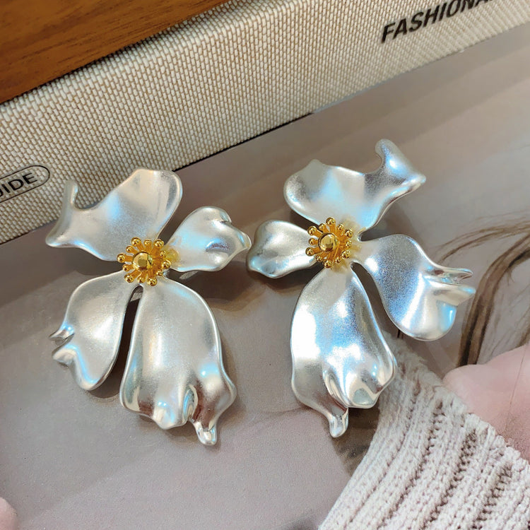 Metal Petal Irregular Earrings