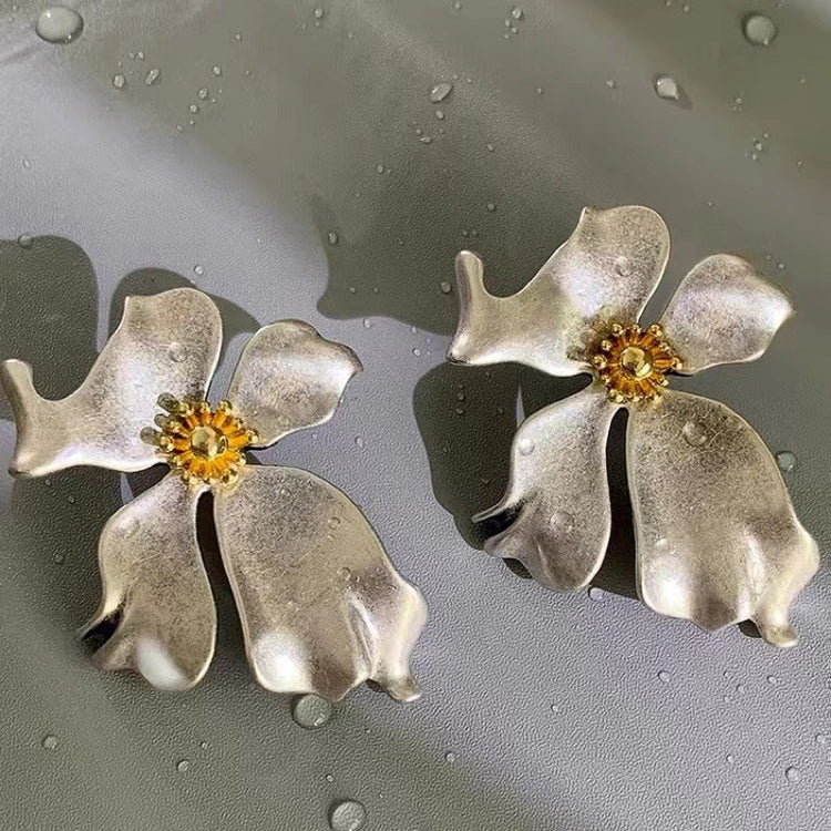 Metal Petal Irregular Earrings